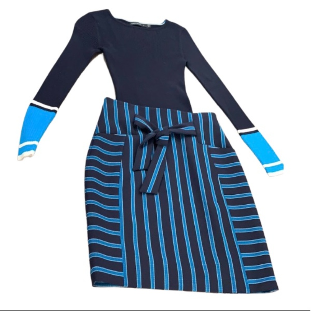 Karen Millen navy sweater and matching skirt